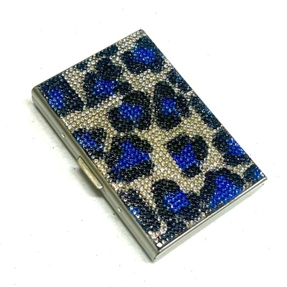Victoria Leland Design Blue and Silver Rhinestone Card Holder